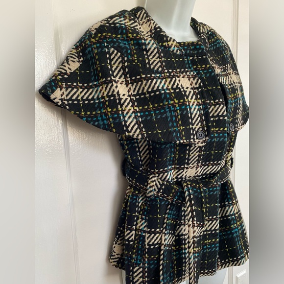 SOLD! Cejon Vest Capelet jacket layer piece houndstooth plaid new with tags Sz S - Picture 4 of 12
